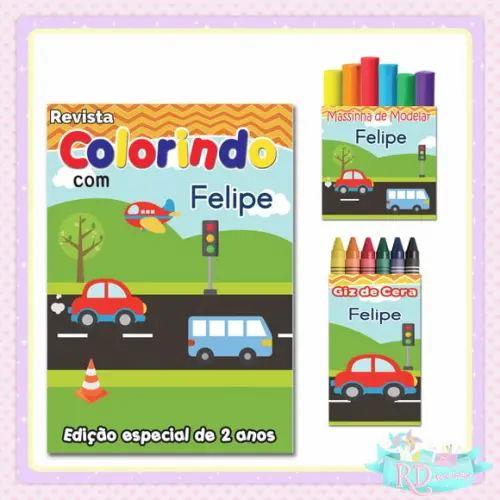 Kit Colorir com Massinha Meio de Transporte