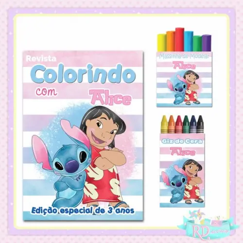 Kit Colorir com Massinha Lilo e Stitch