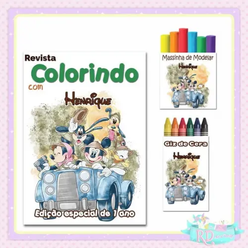 Kit Colorir com Massinha Mickey Safari