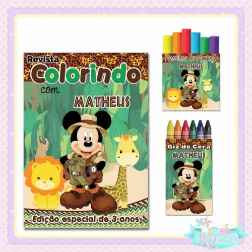 Kit Colorir com Massinha Mickey Safari
