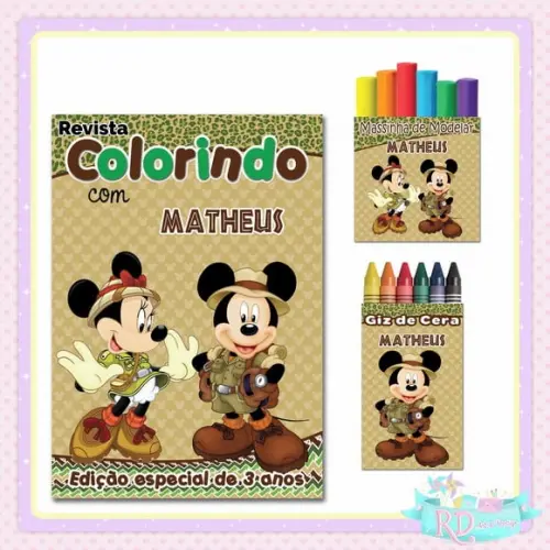 Kit Colorir com Massinha Mickey Safari