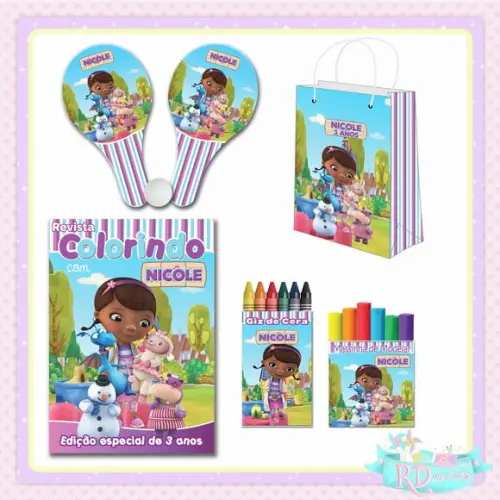 Kit Colorir com Massinha Sacola e Raquete Doutora Brinquedos