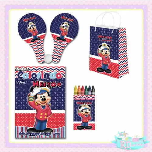 Kit Colorir com Massinha Sacola e Raquete Mickey Marinheiro
