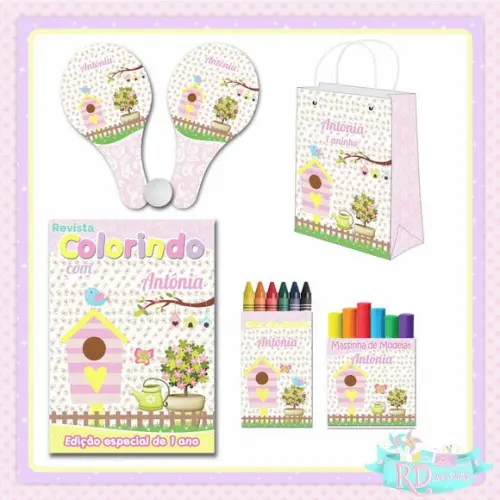 Kit Colorir com Massinha Sacola e Raquete Jardim Encantado