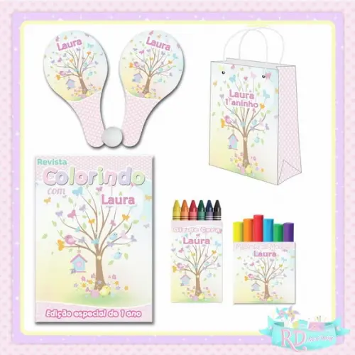 Kit Colorir com Massinha Sacola e Raquete Jardim Encantado