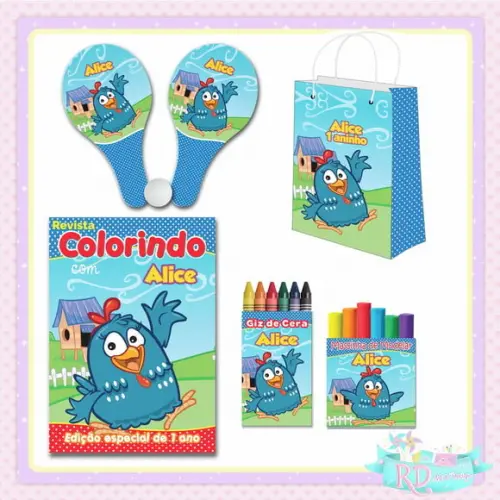 Kit Colorir com Massinha Sacola e Raquete Galinha Pintadinha