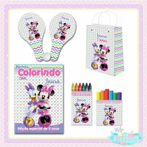 Kit Colorir com Massinha Sacola e Raquete Minnie e Margarida