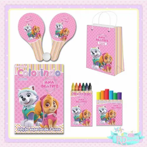 Kit Colorir com Massinha Sacola e Raquete Patrulha Canina