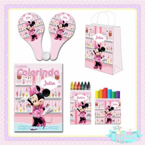 Kit Colorir com Massinha Sacola e Raquete Minnie Confeitaria