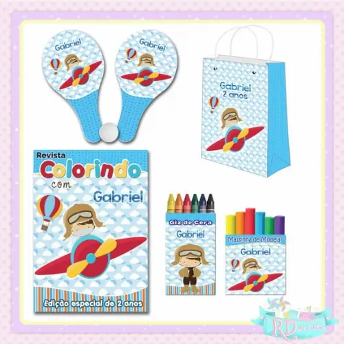 Kit Colorir com Massinha Sacolinha e Raquete Aviador
