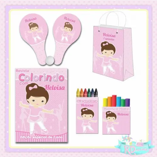 Kit Colorir com Massinha Sacolinha e Raquete Bailarina