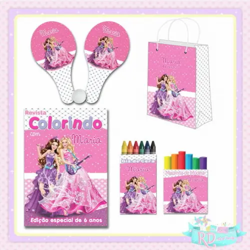 Kit Colorir com Massinha Sacolinha e Raquete Barbie
