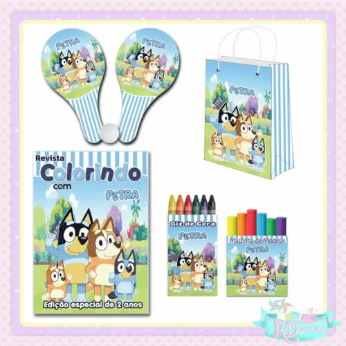Kit Colorir com Massinha Sacolinha e Raquete Bluey