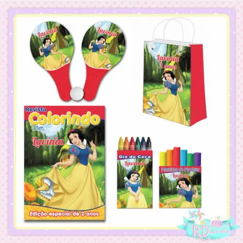 Kit Colorir com Massinha Sacolinha e Raquete Branca de Neve