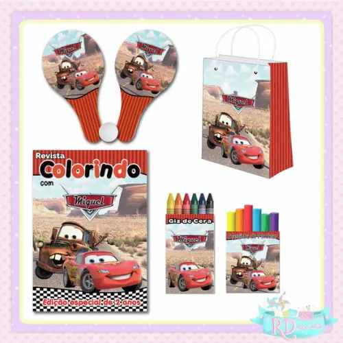 Kit Colorir com Massinha Sacolinha e Raquete Carros