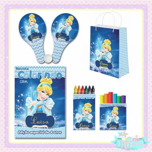 Kit Colorir com Massinha Sacolinha e Raquete Cinderela