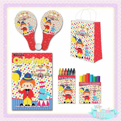 Kit Colorir com Massinha Sacolinha e Raquete Circo