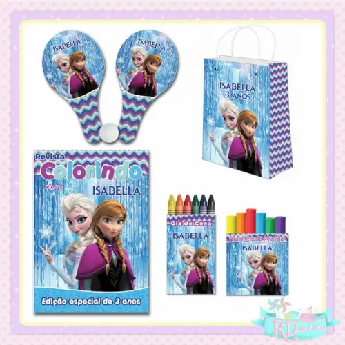Kit Colorir com Massinha Sacolinha e Raquete Frozen