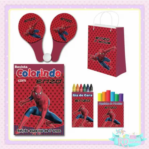Kit Colorir com Massinha Sacolinha e Raquete Homem Aranha