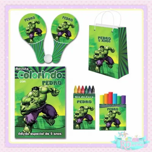 Kit Colorir com Massinha Sacolinha e Raquete Hulk
