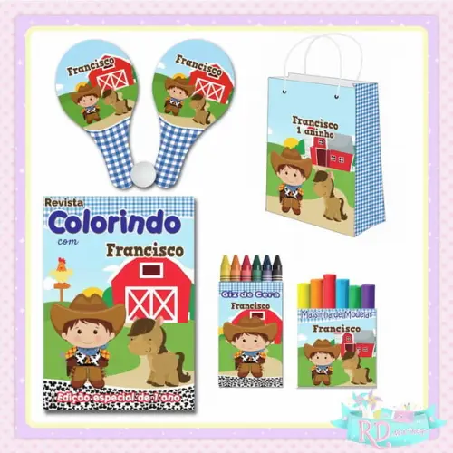 Kit Colorir com Massinha Sacolinha e Raquete Fazendinha