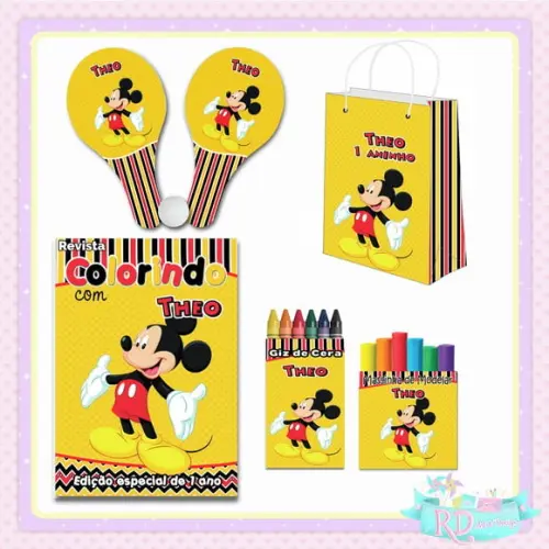 Kit Colorir com Massinha Sacolinha e Raquete Mickey