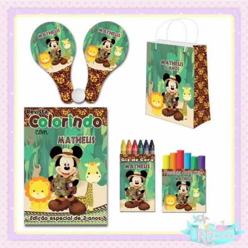 Kit Colorir com Massinha Sacolinha e Raquete Mickey Safari