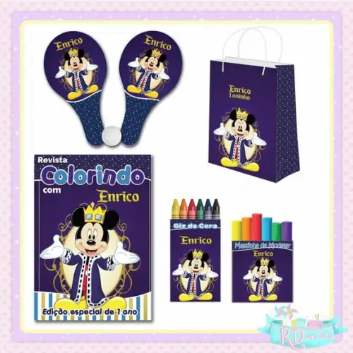 Kit Colorir com Massinha Sacolinha e Raquete Mickey Realeza