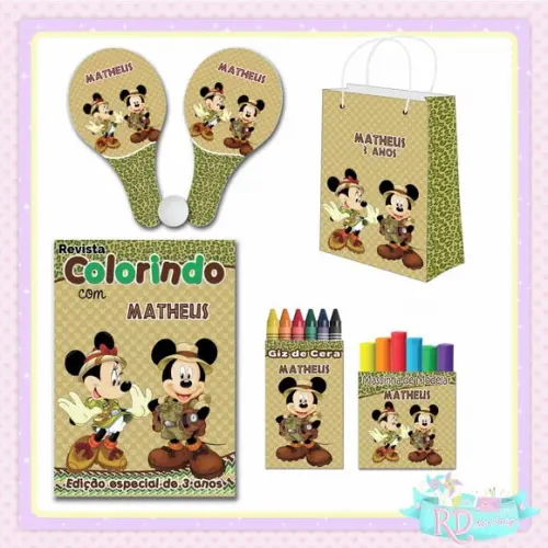 Kit Colorir com Massinha Sacolinha e Raquete Mickey Safari