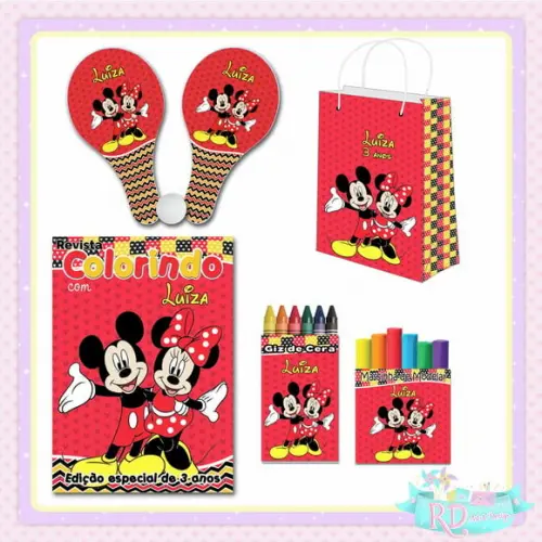 Kit Colorir com Massinha Sacolinha e Raquete Mickey Minnie