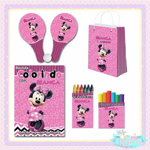 Kit Colorir com Massinha Sacolinha e Raquete Minnie Rosa