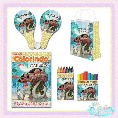 Kit Colorir com Massinha Sacolinha e Raquete Moana