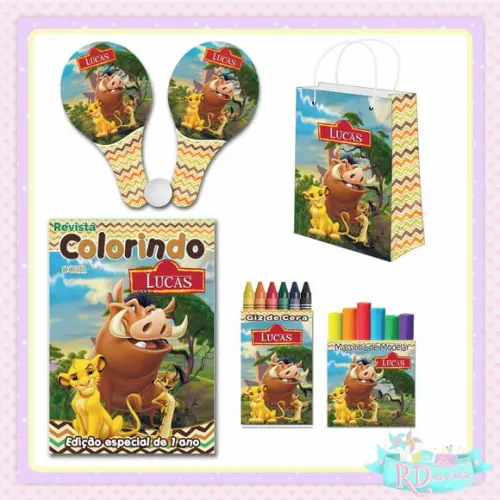 Kit Colorir com Massinha Sacolinha e Raquete o Rei Leão