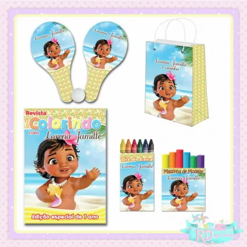 Kit Colorir com Massinha Sacolinha e Raquete Moana Baby