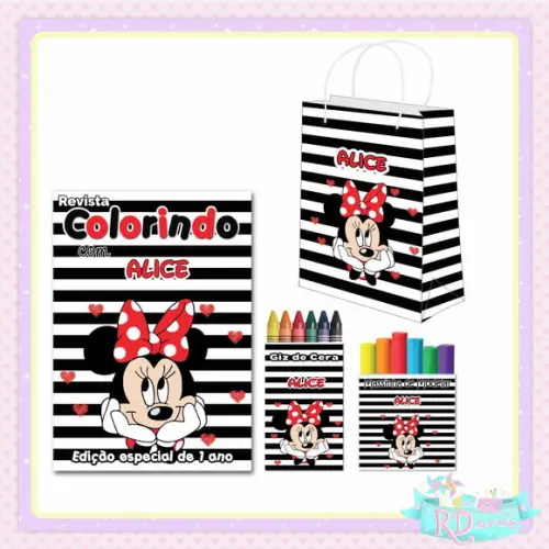 Kit Colorir com Massinha Sacolinha e Raquete Minnie Vermelha