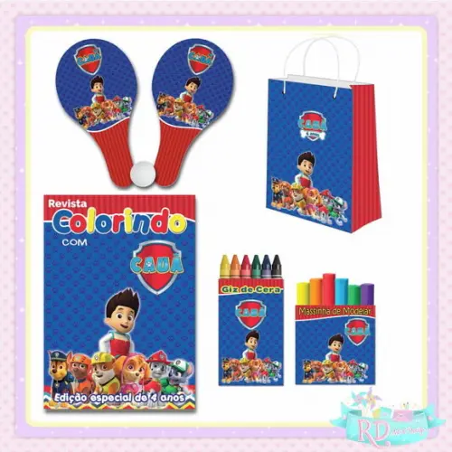 Kit Colorir com Massinha Sacolinha e Raquete Patrulha Canina