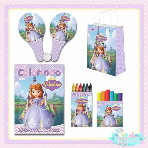 Kit Colorir com Massinha Sacolinha e Raquete Princesa Sofia