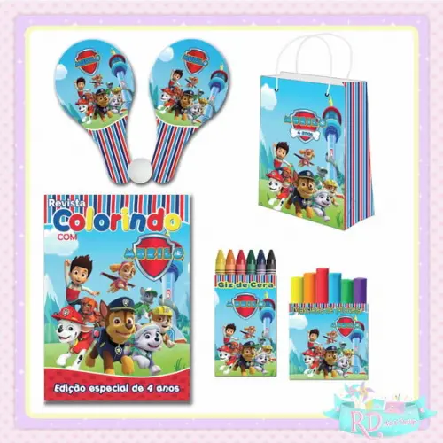 Kit Colorir com Massinha Sacolinha e Raquete Patrulha Canina