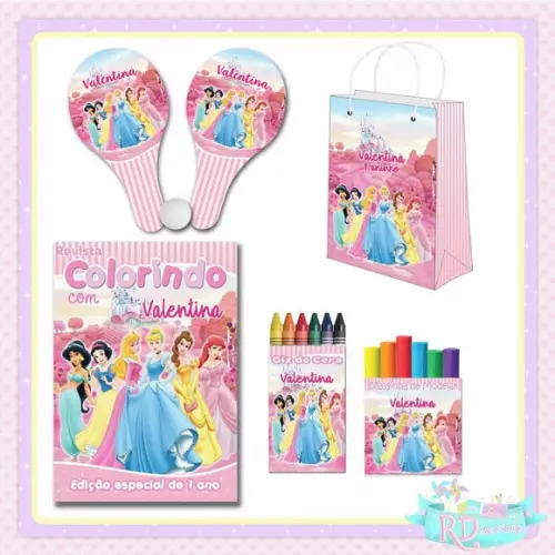 Kit Colorir com Massinha Sacolinha e Raquete Princesas