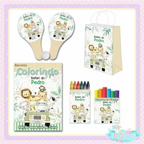 Kit Colorir com Massinha Sacolinha e Raquete Safari
