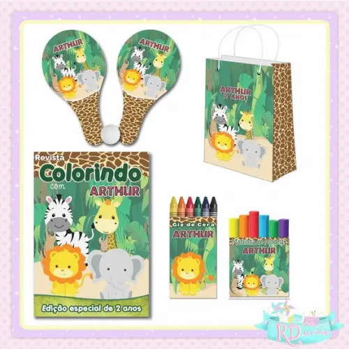 Kit Colorir com Massinha Sacolinha e Raquete Safari