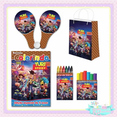 Kit Colorir com Massinha Sacolinha e Raquete Toy Story