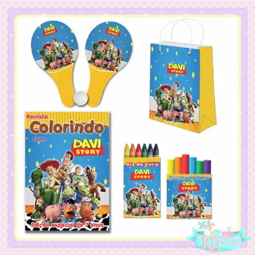 Kit Colorir com Massinha Sacolinha e Raquete Toy Story