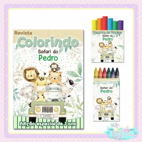 Kit Colorir com Massinha Safari