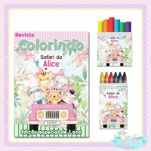 Kit Colorir com Massinha Safari Rosa