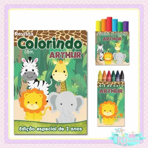 Kit Colorir com Massinha Safari