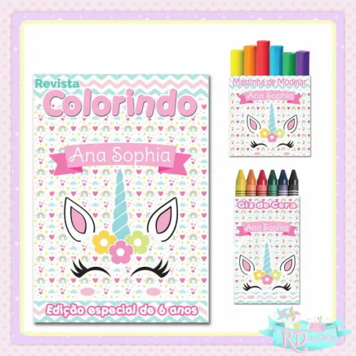 Kit Colorir com Massinha Unicórnio