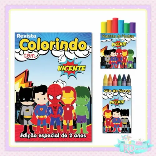Kit Colorir com Massinha Super Herói Cute