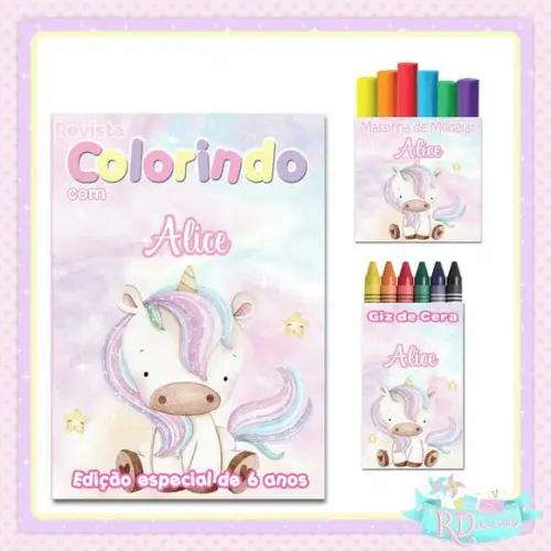 Kit Colorir com Massinha Unicórnio