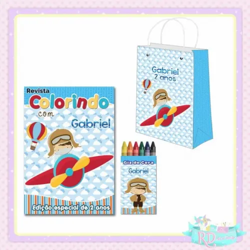 Kit Colorir com Sacolinha Aviador
